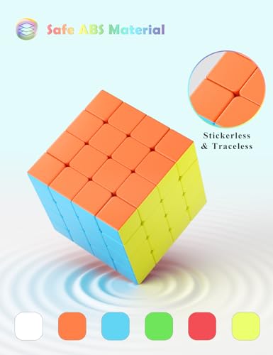 ROXENDA Speed Cube Profession 4X4 Fast Cube - Fast Smooth Turning - Solid Durable & Stickerless Frosted, Best 3D Puzzle Magic Toy - Turns Quicker Than Original