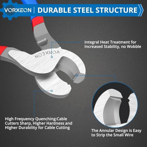 VORXEON 10 Inches Cable Cutter, Heavy Duty Large High Leverage Cutter Tool for Aluminum Copper Wire Communications Cable