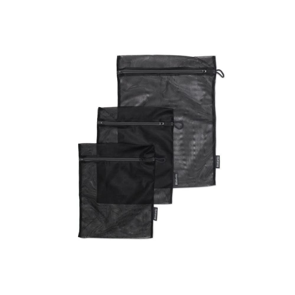 Brabantia - Washing Bags - Protective Mesh Laundry Bag - for your Delicates - Easy to Use Zipper - Special Pull-Tab Cover - Laundry Essentials - Set of 3 in 2 Sizes - Black - 33 x 25 cm / 45 x 33 cm