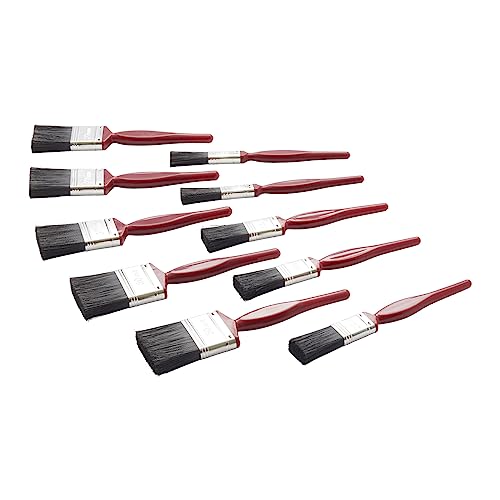 Fit For The Job 10 pc Mixed Sizes Paint Brush Set for a Smooth Finish with Emulsion, Gloss, Satin on Walls, Ceilings, Woodwork, Metal - 2x 0.5, 3x 1, 3x 1.5, 2x 2 inch Paint Brushes for Wood, Plaster