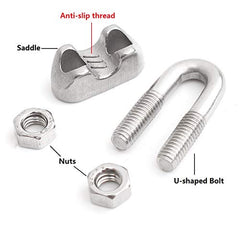 Wire Rope Clip Cable Clamp 304 Stainless Steel U Bolt Saddle Fastener M3 for Ø 3mm (1/8 inches) Wire Rope Cable, Pack of 12, by Hyber&Cara