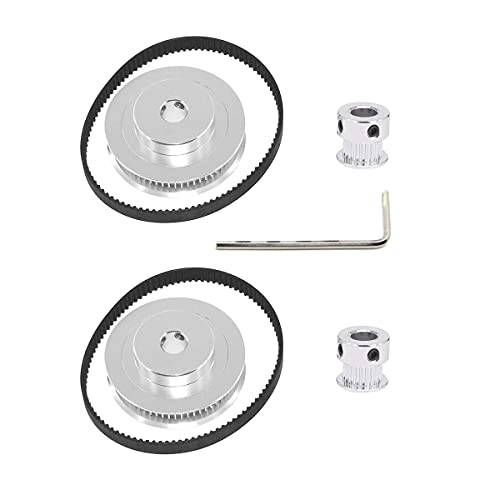 Befenybay 2Kit 2GT Synchronous Wheel 20&60 Teeth 8mm Bore Aluminum Timing Pulley with 2pcs Length 200mm Width 6mm Belt (20-60T-8B-6)