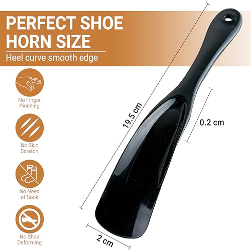 Shoe Horn 2 Pcs Small Shoe Horns for Men,Women,Kids- Plastic Shoehorn Suitable for All Shoes, Boots & Trainers- Easily Slip Short Shoe Horns Lazy Shoe Helper-19.5cm Show Horn