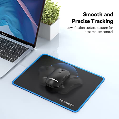 TECKNET Mouse Mat 270 x 210 x 3 mm Gaming Mouse Pad, Non-Slip Rubber Base, Waterproof Surface, Stitched Edges Mouse pad, Compatible with Laser and Optical Mice