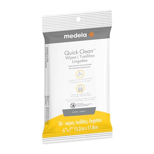 Medela Quick Clean Breast Pump and Accessory Wipes 30 Count, Resealable, Convenient and Hygienic On The Go Cleaning for Tables, Countertops, Chairs, and More