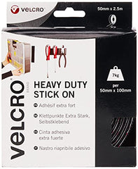 VELCRO Brand   Heavy Duty Stick On Tape   Cut-to-Length Industrial Extra Strong Double Sided Hook & Loop Self Adhesive Tape Perfect for Room Décor & Home, Office, Garage Use   Black   50mm x 2.5m