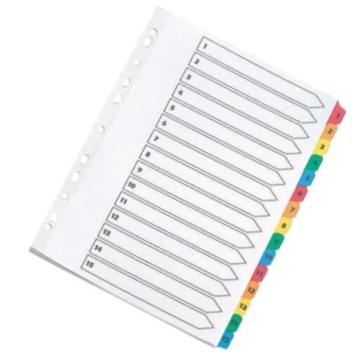 Q-Connect Index A4 Multi-Punched 1-15 Reinforced Multi-Colour Numbered Tabs KF01520 (Pack of 2)