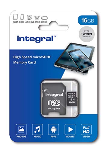 Integral UltimaPro - Memory Card 16 GB microSDHC/XC 100MB/s Class 10 UHS-I U1/ V10 and Adapter