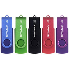 SIMMAX 32GB USB Flash Drives 5 Pack 32GB Memory Stick Swivel Design Thumb Drive USB Stick (32GB Blue Green Black Red Purple)