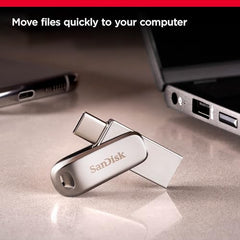 SanDisk 512GB Ultra Dual Drive Luxe, USB Type-C Flash Drive all-metal, up to 400MB/s with reversible USB Type-C and USB Type-A connectors, for smartphones, tablets, Macs and computers, Silver