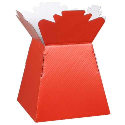 Glossy Vibrant Bouquet, Flower Box/Vase - Transportation Display, Presentation Boxes (1, Red)