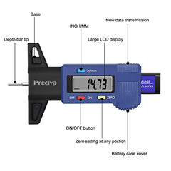 Tyre Tread Depth Gauge, Preciva 0-25.4mm/Inch Digital Tyre Tread Depth Checker, Tire Tread Depth Gauge UK, Portable Tyre Depth Measuring Tool with LCD Screen for Cars, Trucks, Motos