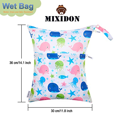 MIXIDON Wet Bag, Waterproof Wet Dry Bag for Swimsuits, Cloth Nappy Wet Bag, Outdoor Organiser Bag for Baby Items, Wet Dry Clothes Bag, Pattern 6