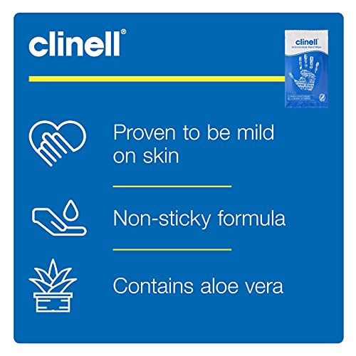 Clinell Antimicrobial Hand Wipes - Sanitising Wipes, Ideal for Travel - Dermatologically Tested, Kills 99.99% of Germs - Pack of 100 Sachets