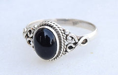 Black Onyx Stone Ring 925 Sterling Silver Statement Ring For Women Size UK N Natural Gemstone Ring Handmade Ring Christmas Gifts Ring Jewelry