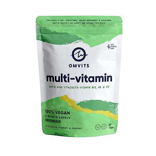 Vegan Multivitamins & Minerals - With High Strength Vitamin B12, D3, K2 & Iron - 180 Tablets in 100% Plastic-free Packaging - 6 Month Supply - Advanced Supplement for Men & Women - Palm Oil & GMO Free