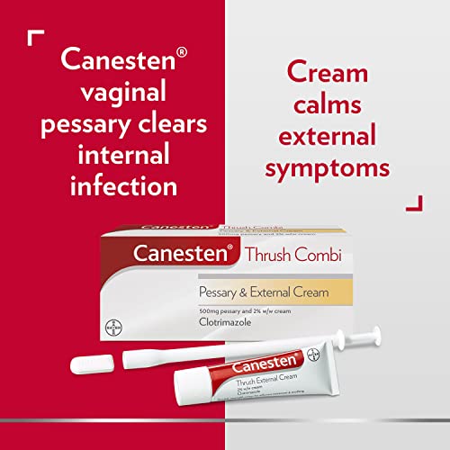 Canesten Thrush Combi Pessary & External Cream for Thrush Treatment   Clotrimazole   Two-Step Complete Relief Thrush Treatment