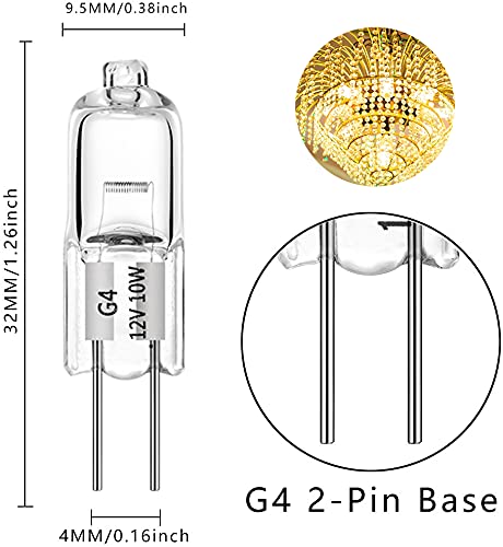 10W G4 Halogen Light Bulb Warm White 2700K,12V,Pack of 10