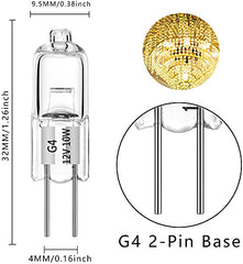 10W G4 Halogen Light Bulb Warm White 2700K,12V,Pack of 10