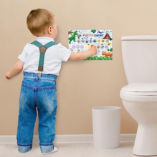 WERNNSAI Potty Training Chart - Dinosaur Toilet Training Reward Chart with 270 Potty Training Stickers Crown Sticker Chart for Boys Toddler Kids Potty Training for Birthday Gift