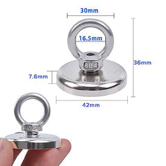 OCEUMAOA Strong Neodymium Magnets Fishing Kit 130lb Pulling Force Heavy Duty Extra Large Magnets Powerful Ring 42mmRare Earth Magnet Campervan for Retrieving in River and Salvage 4 Pack