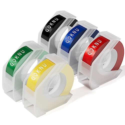 3D Embossing Label Tape Replacement for Dymo Omega Junior Label Tape 9mm x 3m, Compatible with Dymo Omega Junior Embossing Label Makers and E975 Embossed Label Maker (Green, 5 Pack)