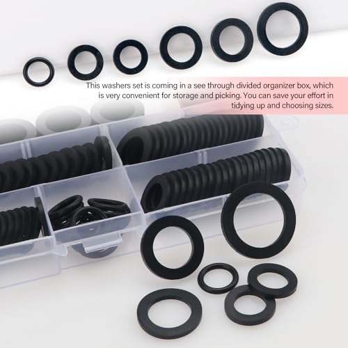 YIXISI 120 PCS Hose Washers Kit, Rubber Tap Seal Plumbing Gaskets, Seal O Ring Gasket, Shower Hose Rubber Washers, for 1/2 3/4 1 Inch Water Faucet Shower Garden Hose Connector