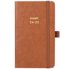 Pocket Diary 2024-2025 - A6 Diary 2024-2025 from August 2024 - July 2025, Week to View Diary with Inner Pocket, Brown Leather Cover