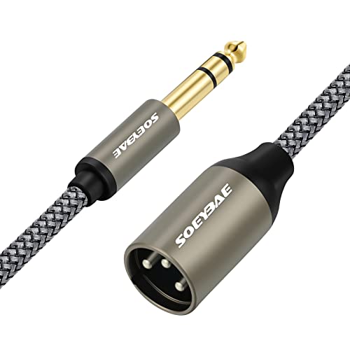 SOEYBAE 6.35mm (1/4 Inch) TRS Male to XLR Male 1.5M/5FT,Nylon Braid Balanced Interconnect Cord Patch Cable，for microphones, mixers, power amps