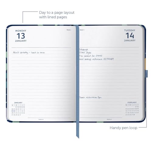 Busy B Mid Year Day a Page Diary August 2024 - August 2025. Terrazzo A5 Daily Planner with Pen Holder, Elastic Closure and Year Planner