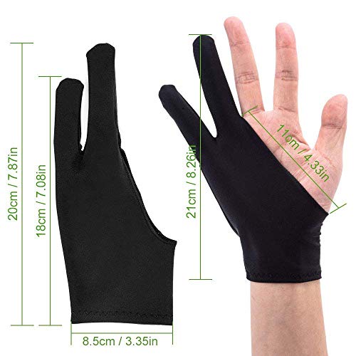 OTraki Artist Glove Anti-fouling Digital Draw Glove 4 Pack High-elastic Lycra Fiber Two Finger Gloves Free Size for Graphics Drawing, Tablet, Pad and Art Creation for Right Hand or Left Hand