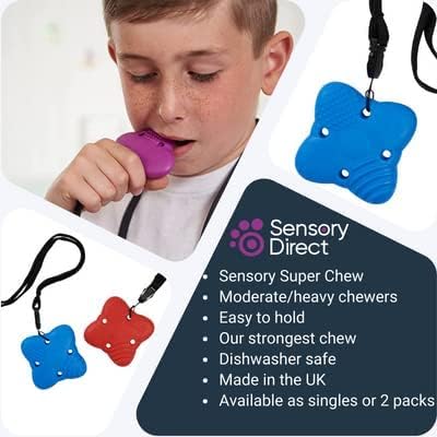 Sensory Direct Chewbuddy Super & Lanyard - Single Sensory Chew or Teething Aid   for Kids, Adults, Autism, ADHD, ASD, SPD, Oral Motor or Anxiety Needs   Purple