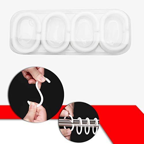 Plastic Shower Curtain Rings Hooks for Bathroom Shower Window Rod (24 Pack White)