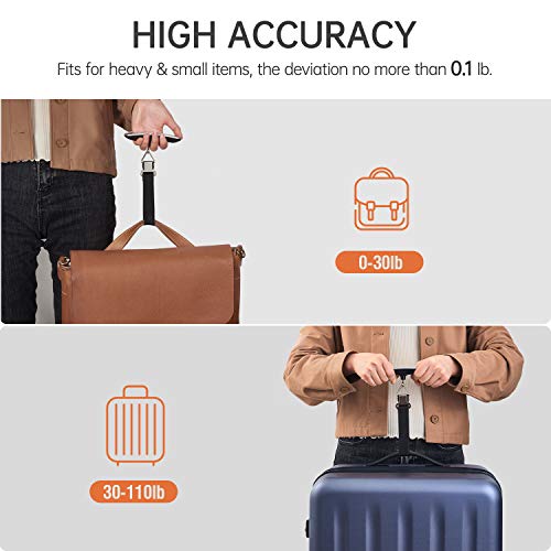 FREETOO Luggage Scales for Suitcases Weighing, Portable Digital Weight Scale for Travel with Tare Function 110 Lb/ 50Kg Capacity (Silver)