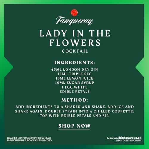 Tanqueray London Dry Gin   41.3% vol   70cl   Signature Recipe   Made with 4 Gin Botanicals   Enjoy in a Gin Glass with Ice & Tonic   Distilled 4 Times