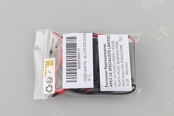 HALJIA 5Pcs 12V A23L 23A Plastic Spring Clip Battery Holder Case Storage Box with Wire Leads Black