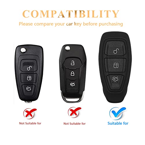 OFFCURVE Car Key Cover Car Key Case Key Fob Cover Car Key Protector Compatible with Ford Fiesta Focus Kuga Fusion Mondeo Ecosport Explorer Edge Ranger C-Max