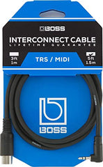 Roland BOSS Bmidi-5-35 3.5 Mm Stereo Jack / Midi, Angled 3.5 Mm Trs (Male) To 5-Pin Midi (Male), 5 Ft/1.5M Length