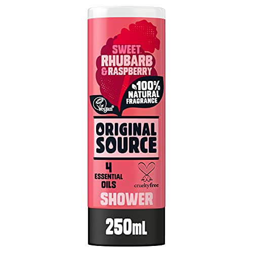 Original Source Rhubarb and Raspberry Shower Gel, 100 Percent Natural Fragrance, Vegan, Cruelty Free, Paraben Free, Bulk Buy, Pack of 6 x 250 ml