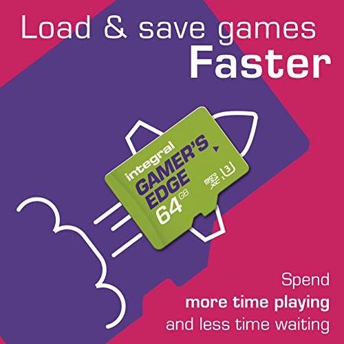 Integral 64GB Gamer's Edge Micro SD Card for the Nintendo Switch Load and Save Games Fast, Store Games, DLC & Save Data, Built for the Nintendo Switch, Switch Lite & Switch OLED To Give You The Edge