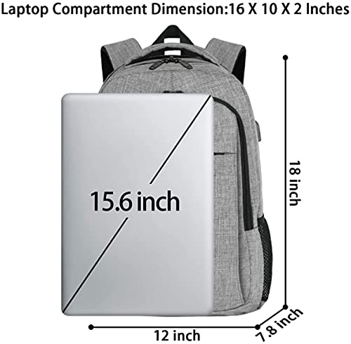 MATEIN Travel Laptop Backpack, Work Bag Lightweight Laptop Bag with USB Charging Port, Anti Theft Business Backpack, Water Resistant School Rucksack Gift for Men and Women, Fits 15.6 Inch Laptop, Grey