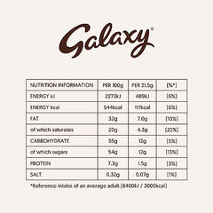 Galaxy Smooth Milk Chocolate Bar, Chocolate Gift, Sharing Bar, 180g