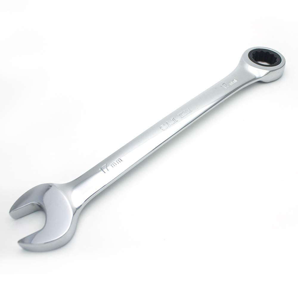 Ratchet Spanner,Steel Ratcheting Combination Wrench, Polished Chrome Finish DIY Hand Tools Ratchet Spanner Set (17mm)