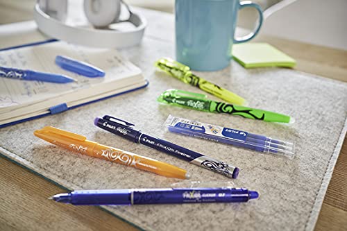 PILOT FriXion Clicker 0.7 - Pack of 5 - Colours Blue/Black/Pink/Light Blue/Purple - Erasable Refillable Gel Rollerball Pen with Retractable Mechanism and Thermosensitive Ink, Medium Tip