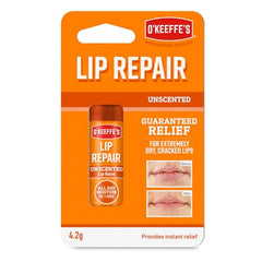 O'Keeffe's Lip Repair Unscented Lip Balm, 4.2g – For Extremely Dry, Cracked Lips   All-Day Moisture with 7 Moisturising Ingredients