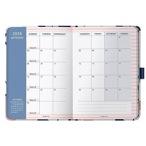 Busy B A6 To Do Diary January to December 2024 - Navy Daisy - Week to View Diary with Notes, Tear-Out Lists & Pockets