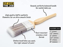 Fit For The Job 2.5 inch Diamond DIY Paint Brush For A Smooth Finish Painting with Emulsion, Gloss and Satin Paints on Walls, Ceilings, Furniture, Wood & Metal, 2.5 inches 63mm