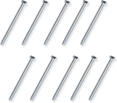 Harlington Group Pack of 10 M3.5x40mm Long Electrical Machine Screws for Light Switch and Plug Sockets Bright Zinc Plated DIY Plated Screw Raised Slotted Head