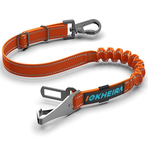 IOKHEIRA Dog Seat Belt for Car, Dog Car Harnesses Suitable for Safety Belt Buckle, ISOFIX and LATCH Orange