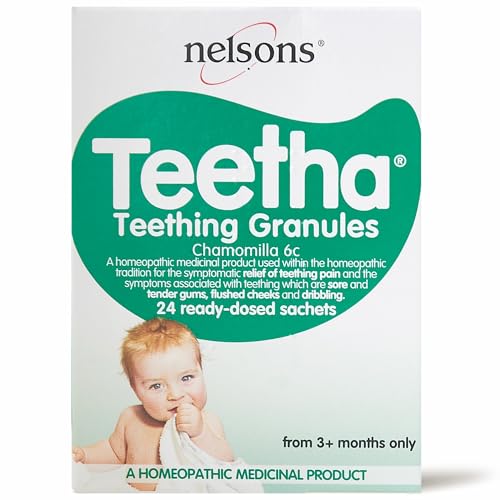 Teetha Baby Teething Granules, 24 Sachets, 3and Months, 6c Chamomilla, Homeopathic Relief for Soothing & Calming Teething Symptoms, System-Booster for Babies & Toddlers